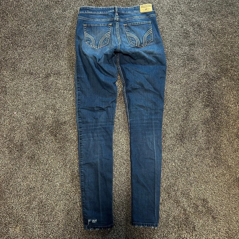 Hollister Super Skinny Jeans Womens 28 Dark Blue Good Distressed Low Rise